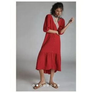 Anthropologie Maeve Scarletta oversized cottagecore maxi boho prairie farm dress